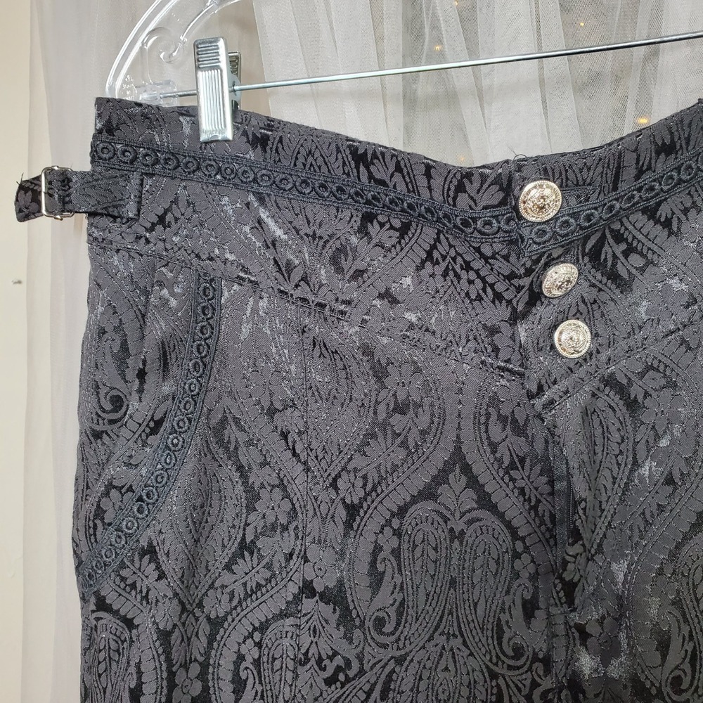 Gothic Festival Vampire Victorian Pants Costume Embroidered Black Size 37x30 NWT - Picture 3 of 6